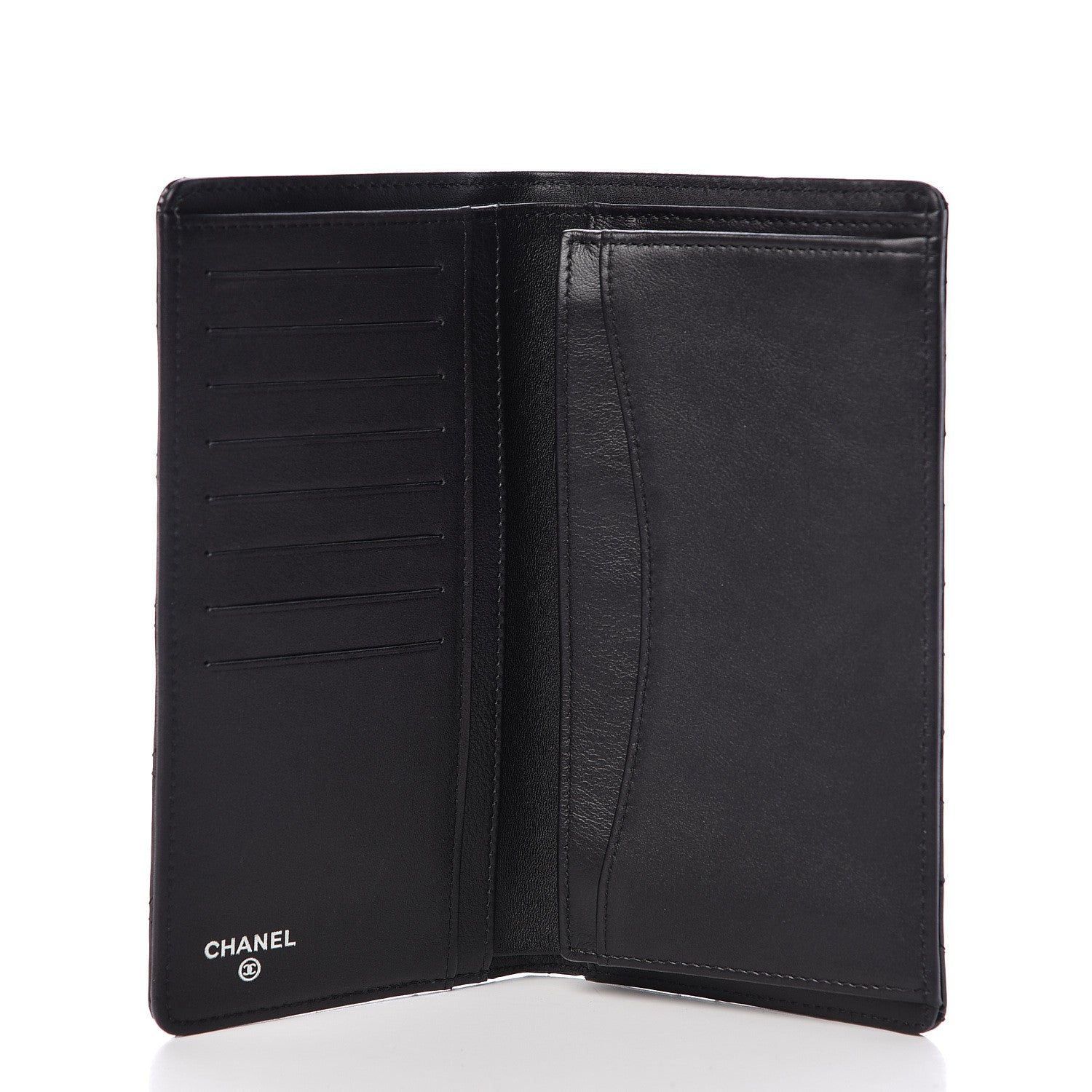 Chanel Striated Patent Yen Wallet Black 5 of 9