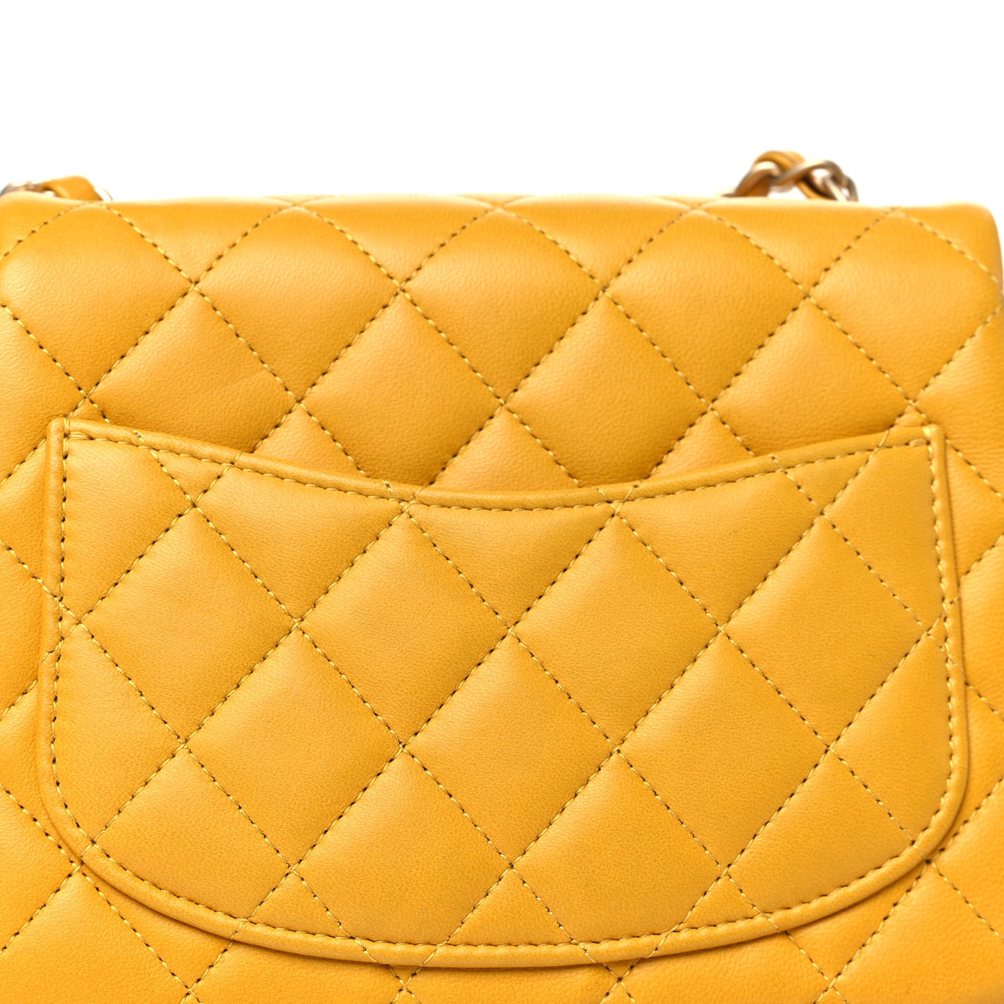 Lambskin Quilted Mini Square Flap Yellow