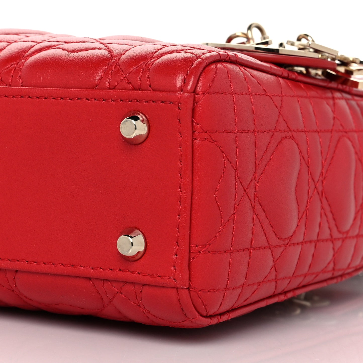 Calfskin Cannage Dioramour Mini Lady Dior Bag Bright Red