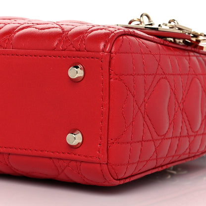Christian Dior Calfskin Cannage Dioramour Mini Lady Dior Bag Bright Red 9 of 9