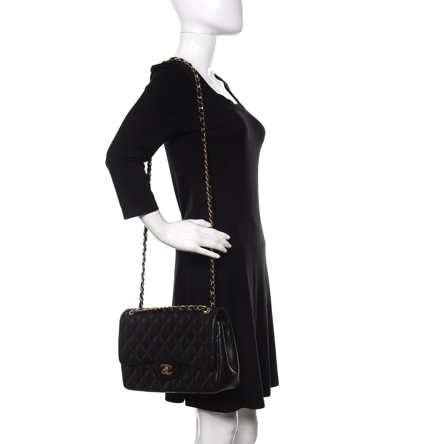 Chanel Lambskin Quilted Jumbo Double Flap Black 3 of 15