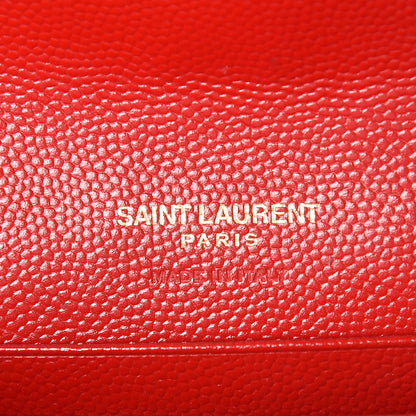 Saint Laurent Grain De Poudre Matelasse Chevron Small Monogram Envelope Wallet Rouge Eros 8 of 9
