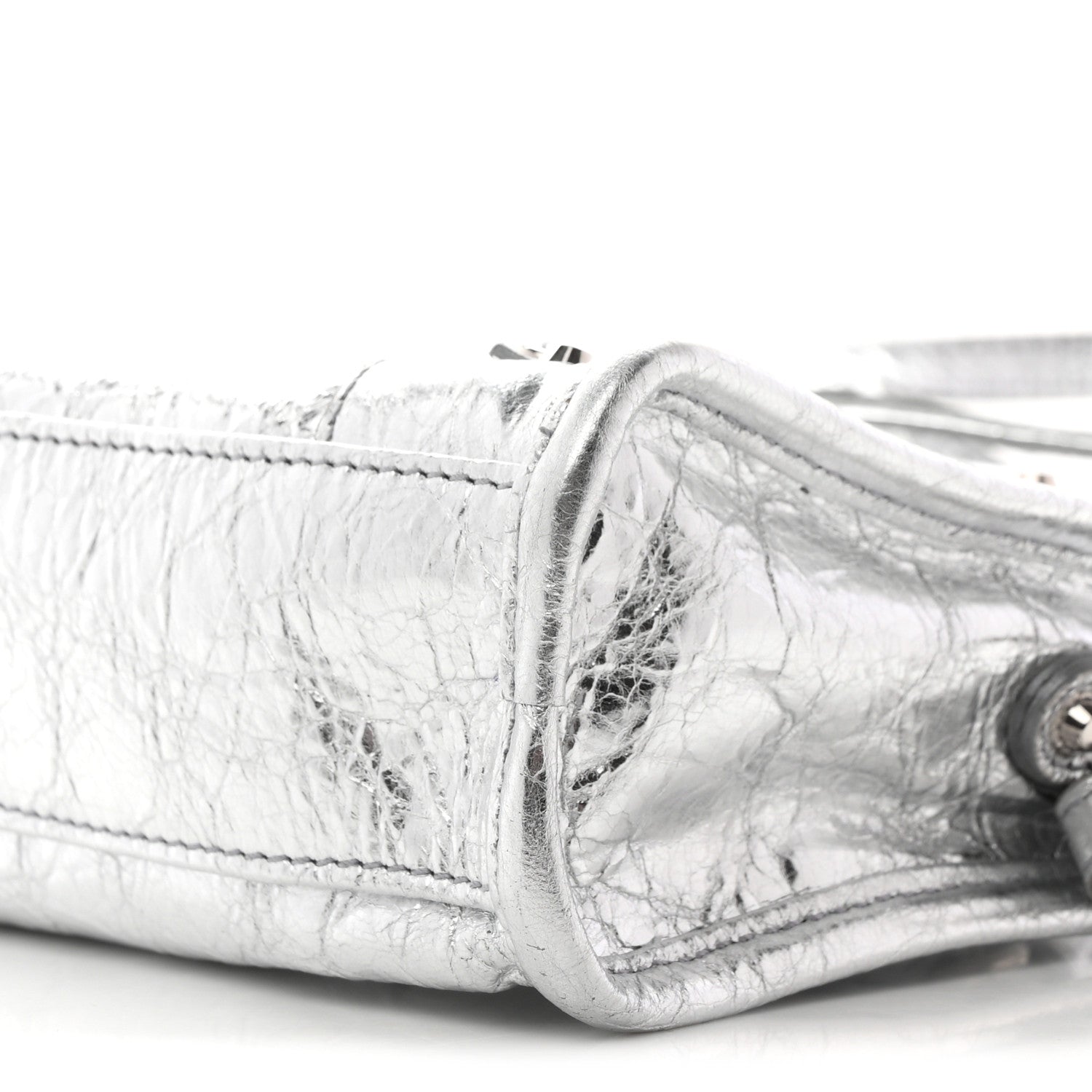 Balenciaga Metallized Arena Lambskin Classic Hardware Nano Le City Silver 10 of 10
