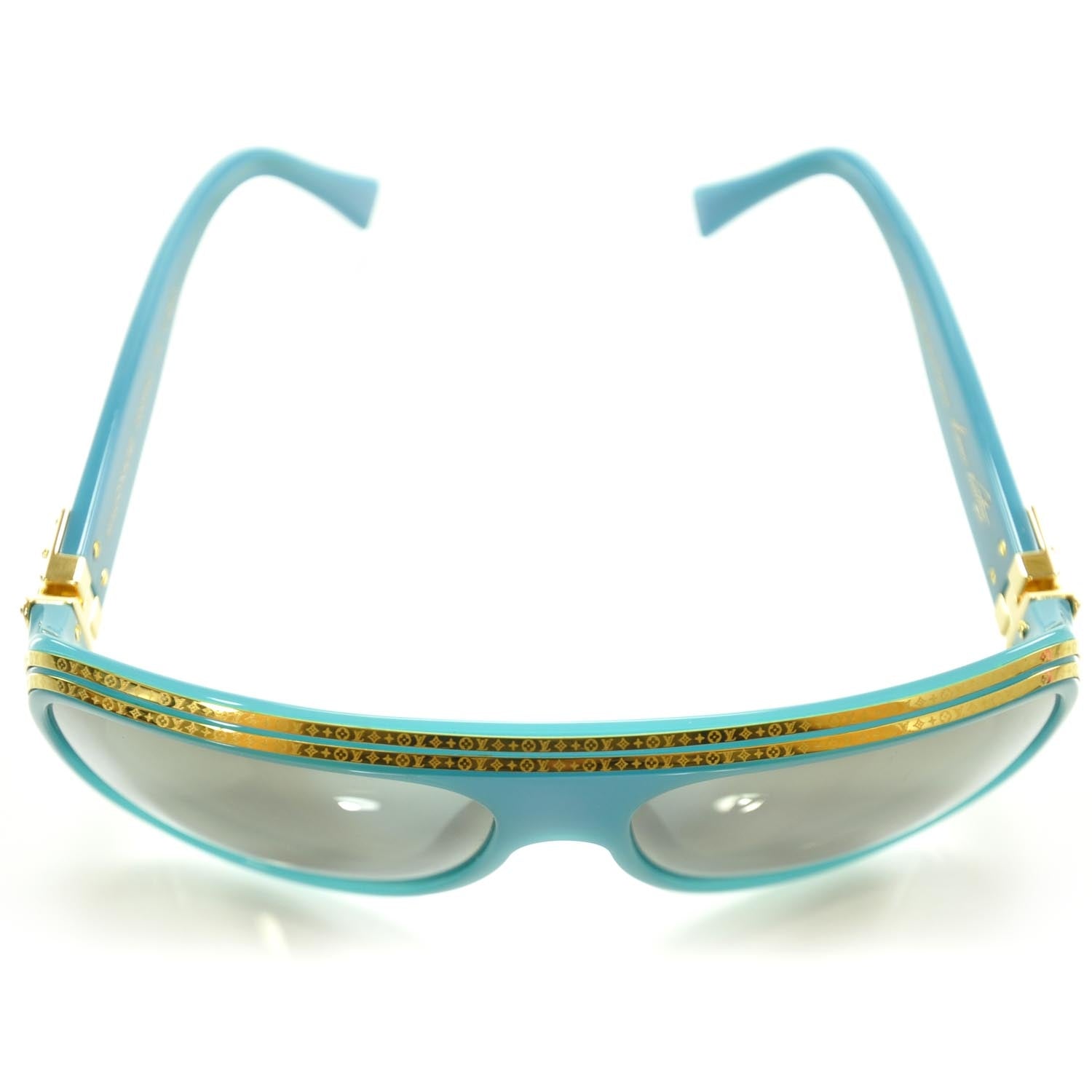 Louis Vuitton Millionaire Sunglasses Turquoise w Gold Plated Lenses 8 of 8