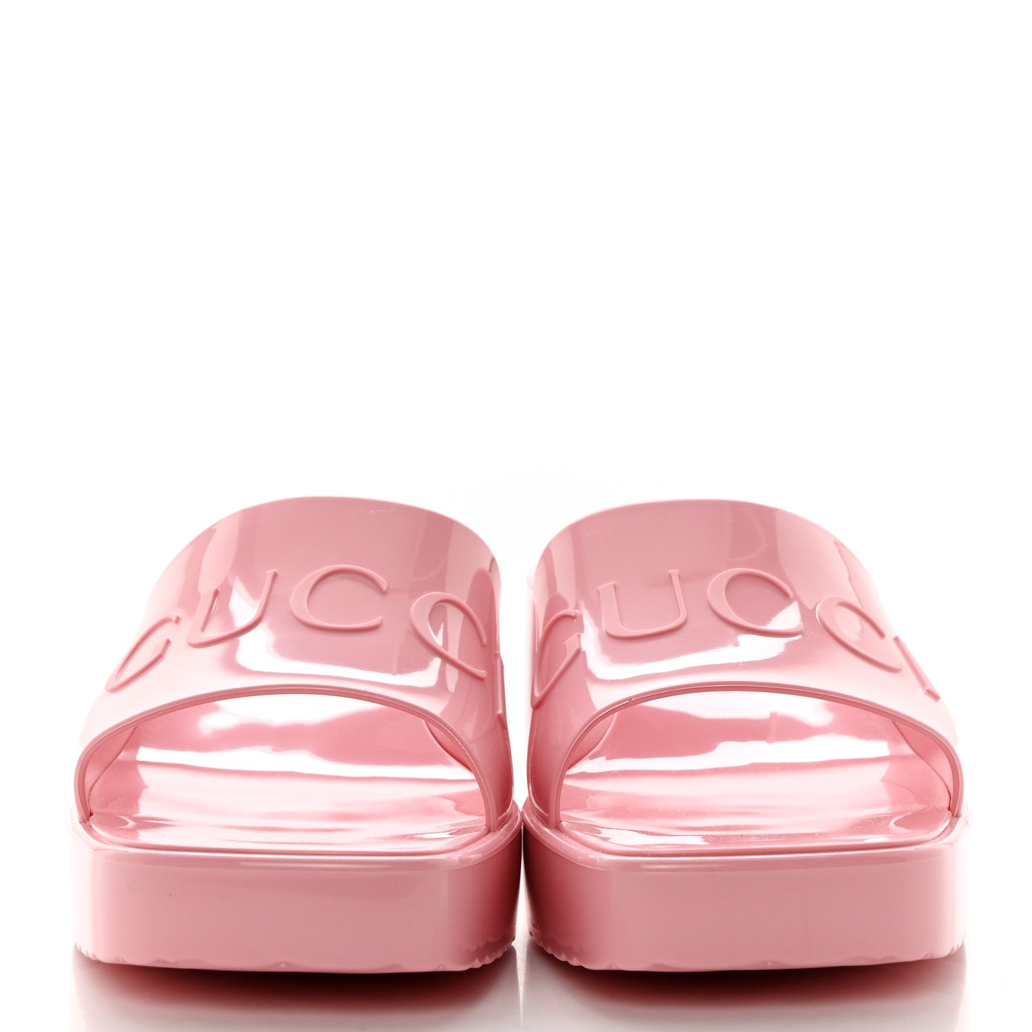 Gucci Rubber Gucci Logo Womens Platform 20/60mm Slide Sandals 37 Wild Rose 2 of 9