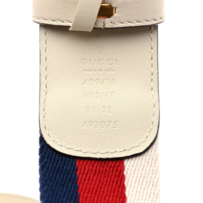 Gucci Nylon Calfskin Sylvie Web Double G 40mm Belt 80 32 Mystic White Hibiscus Red Maritime 3 of 5
