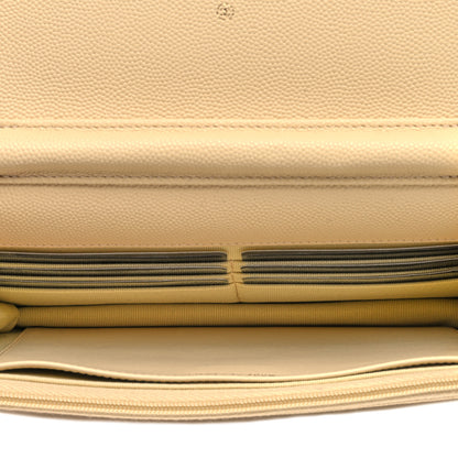 Chanel Caviar Quilted Wallet on Chain WOC Light Yellow 7 of 10