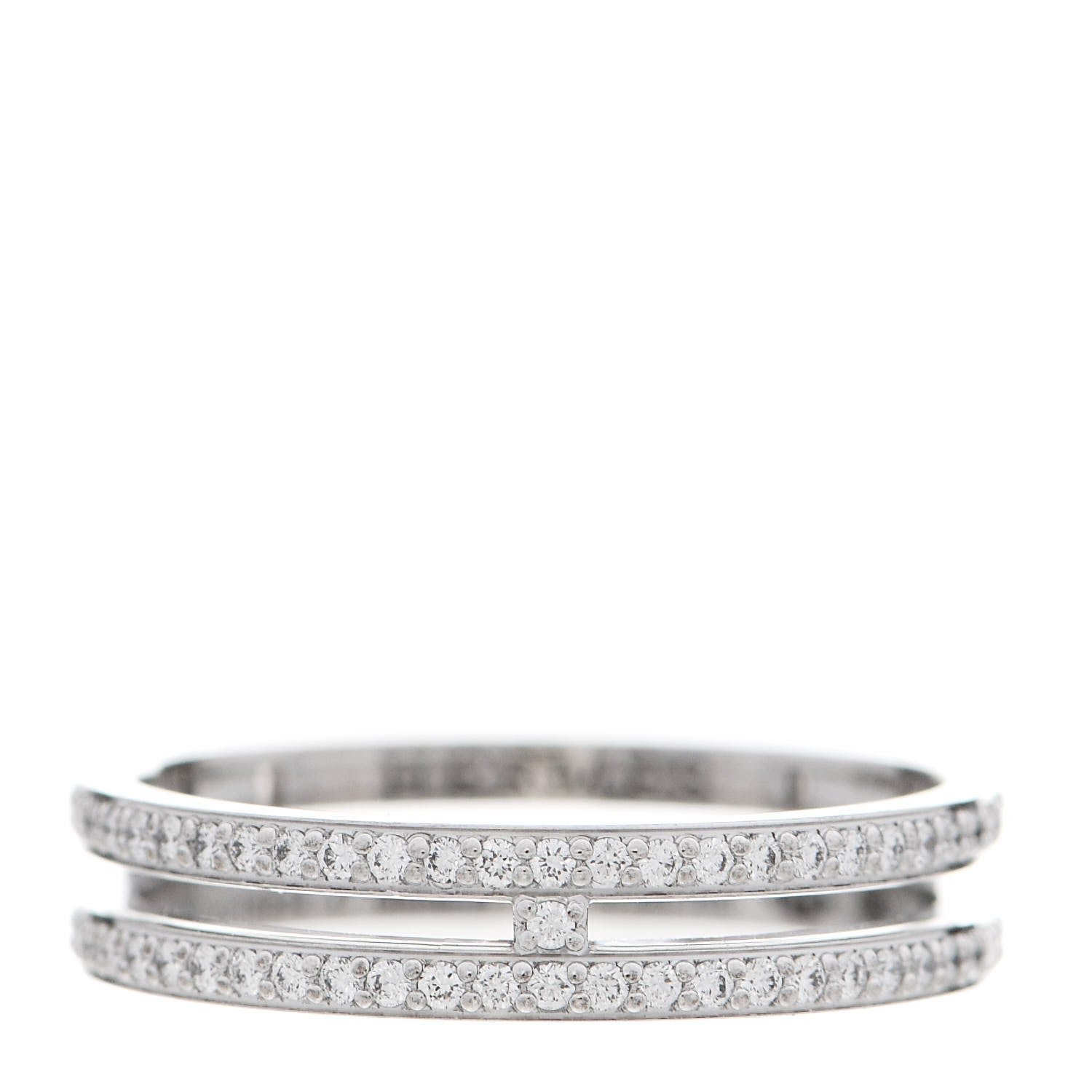 Hermes 18K White Gold Diamond Ariane Wedding Band Ring 47 4.25 1 of 5