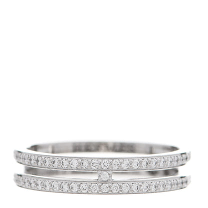 Hermes 18K White Gold Diamond Ariane Wedding Band Ring 47 4.25 1 of 5