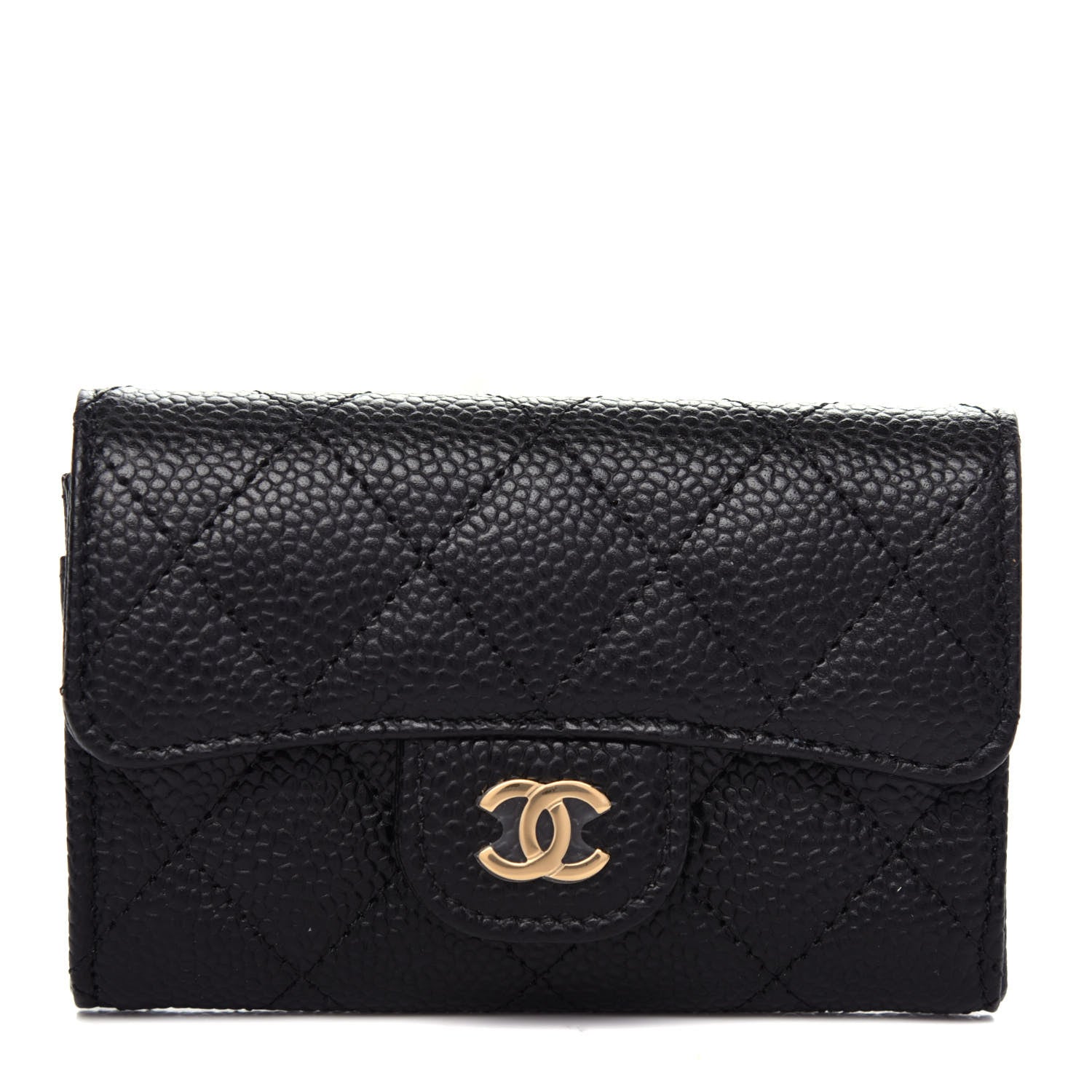 Chanel Caviar Quilted Flap Card Holder Wallet Black 1 of 9