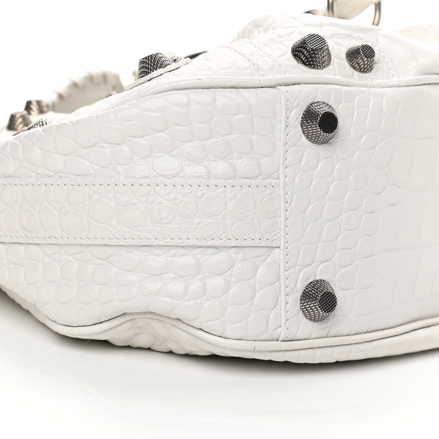 Balenciaga Extra Supple Calfskin Crocodile Embossed Medium Le Cagole Shoulder Bag White 9 of 13