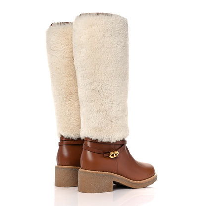 Christian Dior Calfskin Shearling D-Furious Boots 38 Dark Tan 4 of 9