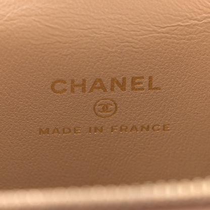 Chanel Lambskin Quilted Top Handle Mini Vanity Case With Chain Beige 6 of 14