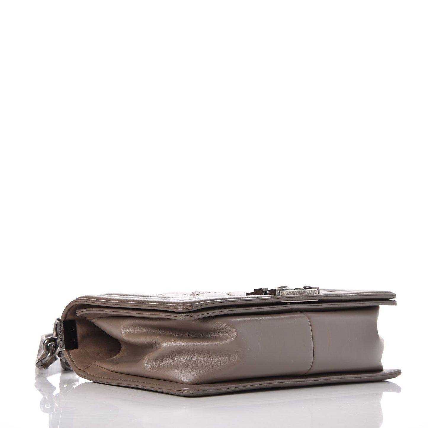 Calfskin Double Stitch Medium Boy Flap Grey