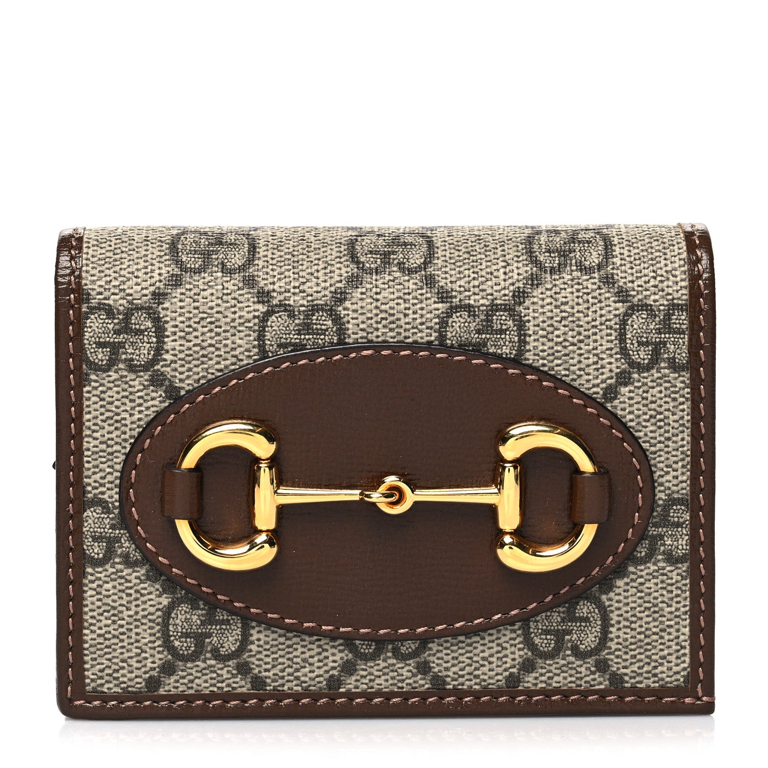 Gucci GG Supreme Monogram Horsebit 1955 Card Case Wallet Beige Ebony Brown Sugar 1 of 11