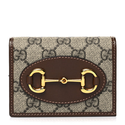 Gucci GG Supreme Monogram Horsebit 1955 Card Case Wallet Beige Ebony Brown Sugar 1 of 11