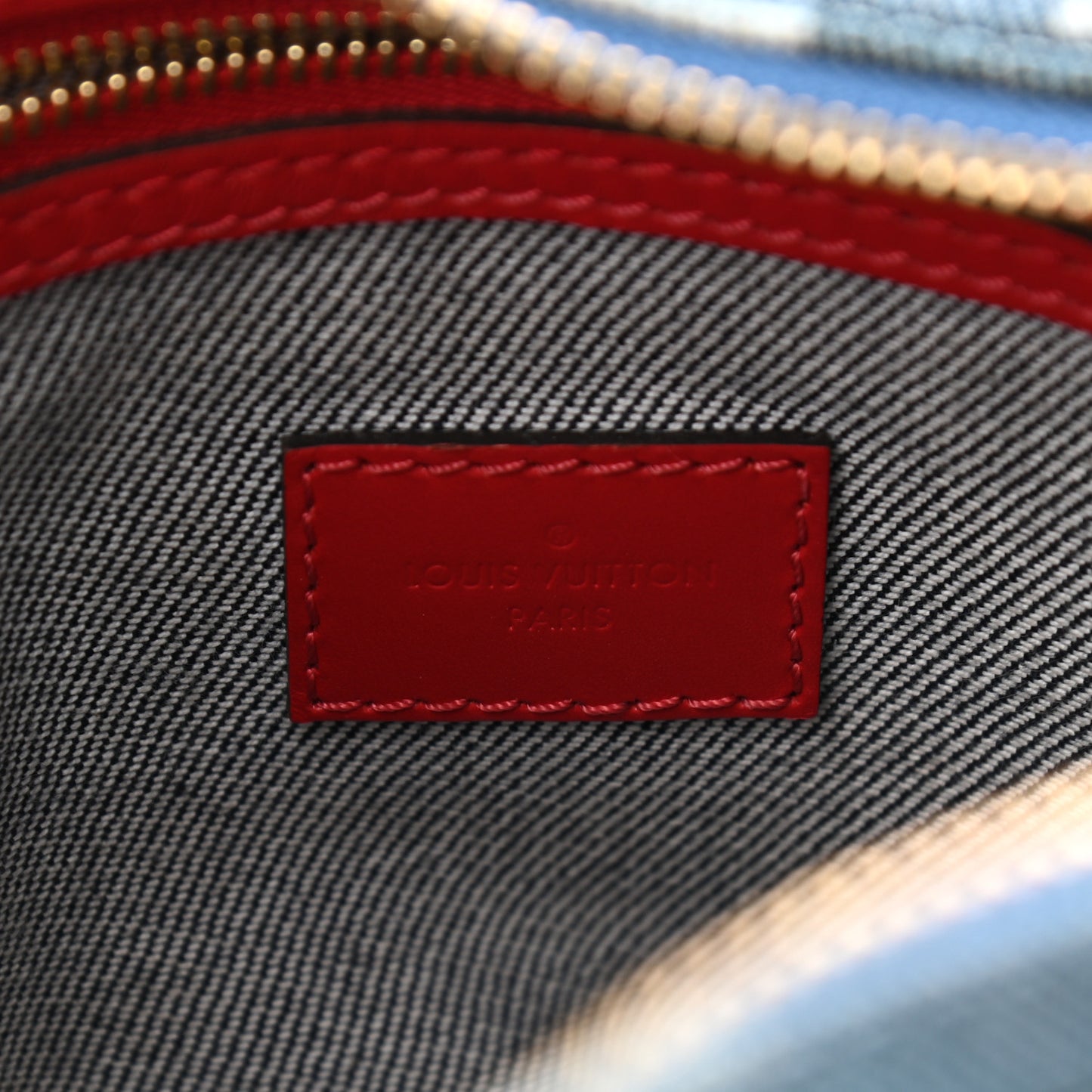 Denim Damier Monogram Patchwork Speedy Bandouliere 30 Blue Rouge