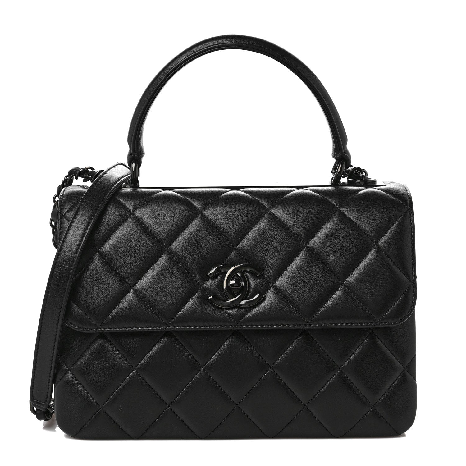 Chanel Lambskin Quilted Small Trendy CC Dual Handle Flap Bag So Black 1 of 11