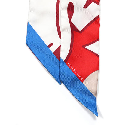 Hermes Silk Graff Graffiti Twilly Rouge Piment White Cobalt 4 of 4