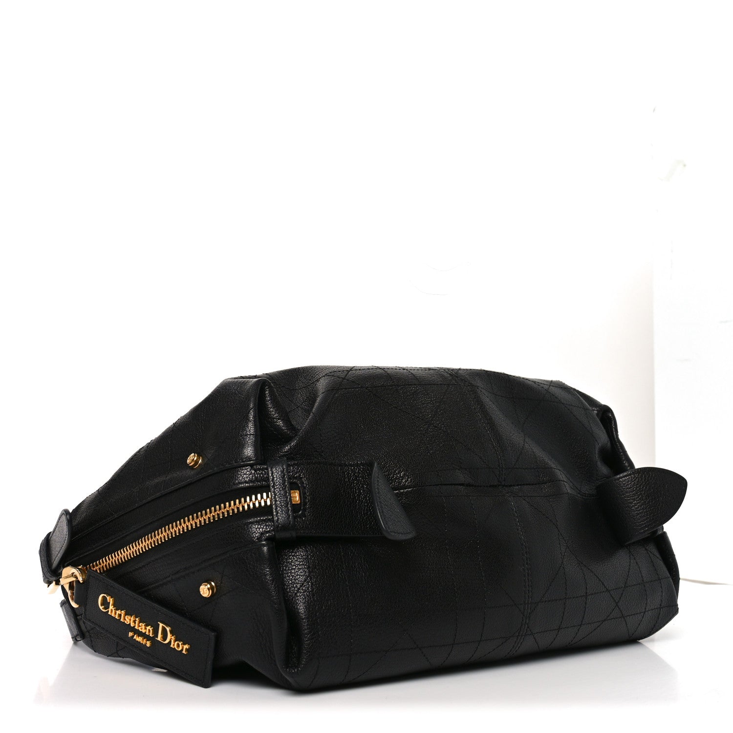 Christian Dior Shiny Grained Calfskin Macrocannage Medium D-Journey Bag Black 4 of 11