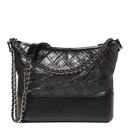 Chanel Iridescent Aged Calfskin Quilted Medium Gabrielle Hobo Black 1 of 12