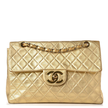 Chanel Metallic Lambskin Quilted XL Jumbo Single Flap Gold 1 of 7