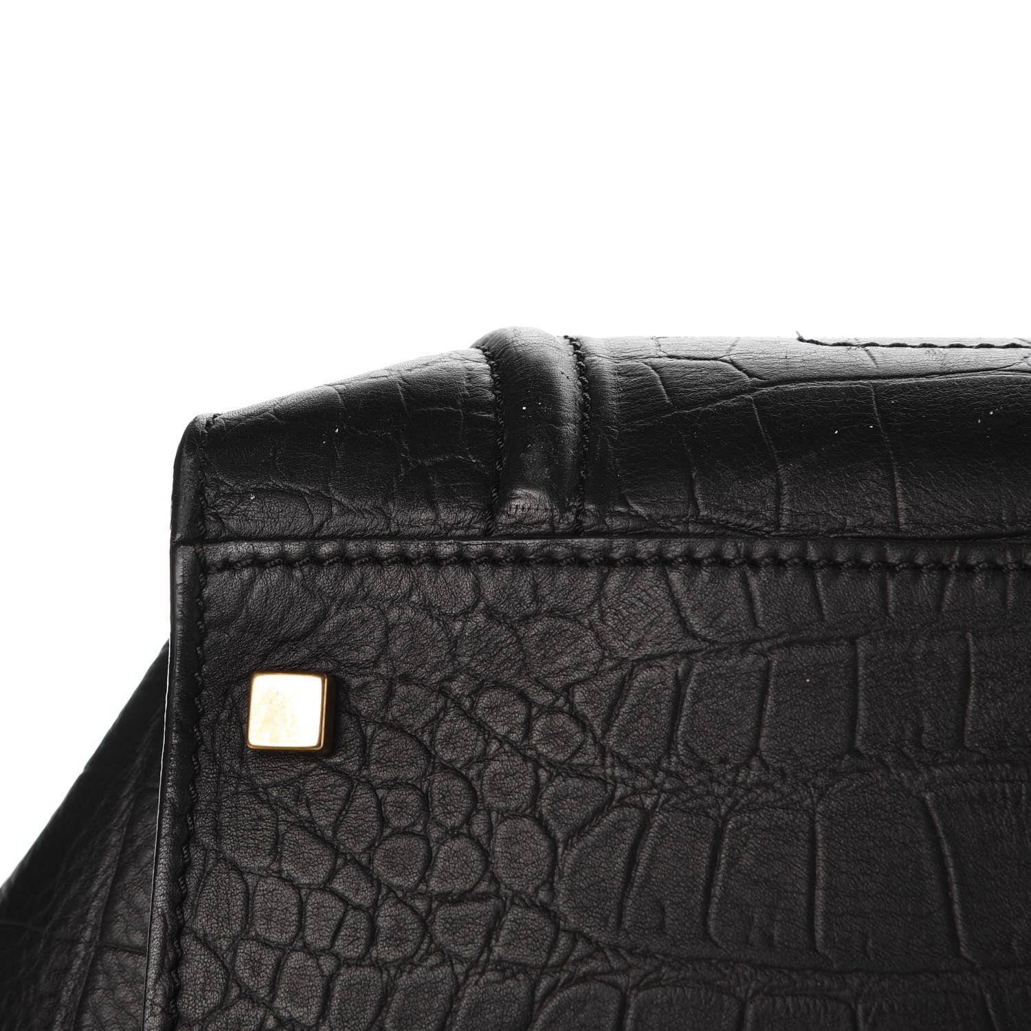 Celine Crocodile Embossed Calfskin Medium Phantom Luggage Black 17 of 19