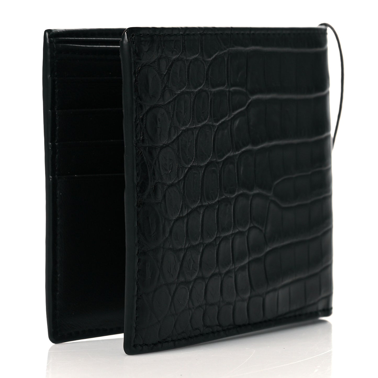 Crocodile Bi-Fold Wallet Black