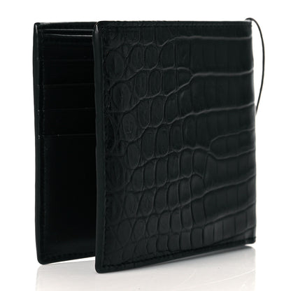 Bottega Veneta Crocodile Bi-Fold Wallet Black 3 of 7