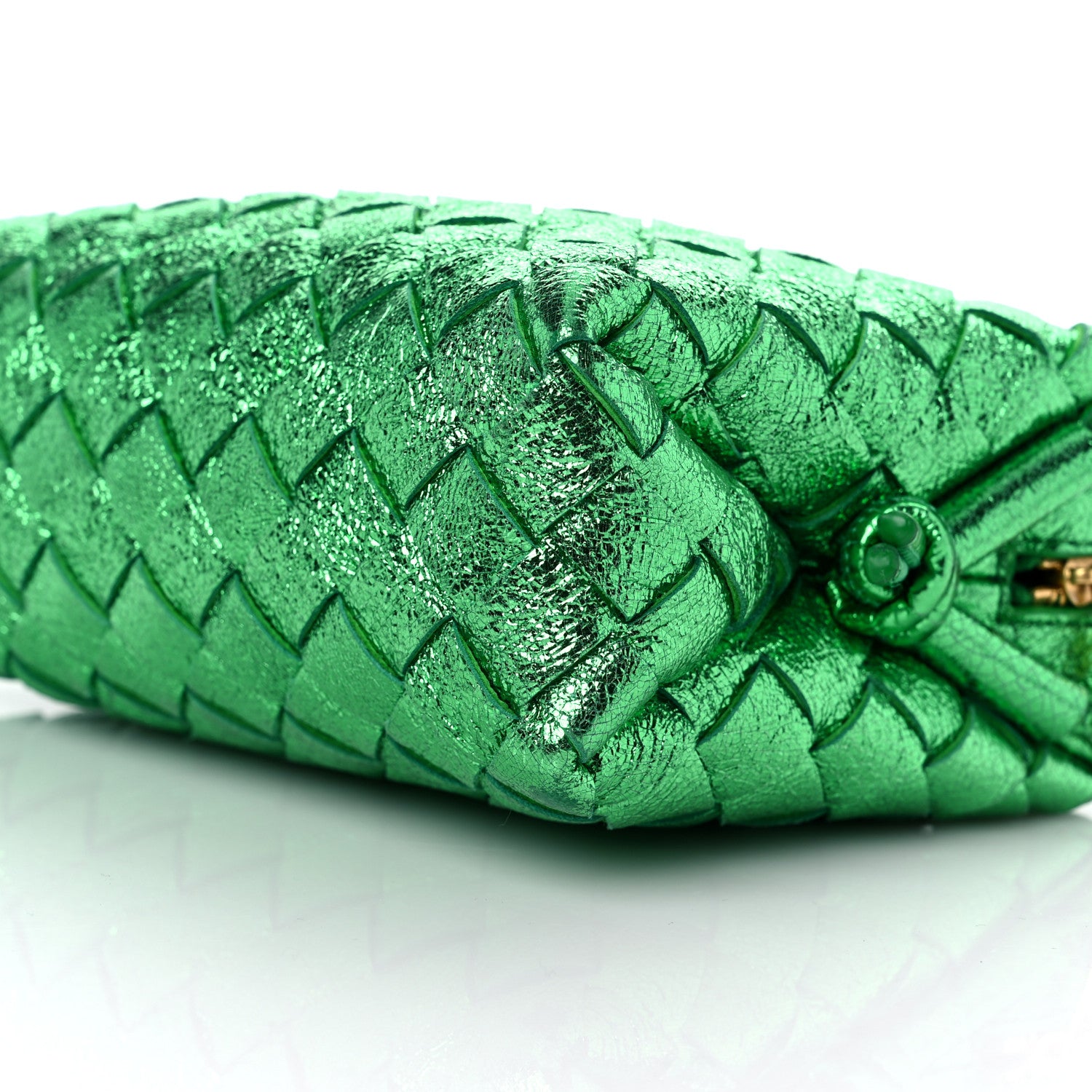 Bottega Veneta Metallic Calfskin Intrecciato Mini Loop Camera Bag Green 8 of 8