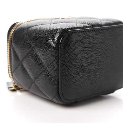 Chanel Caviar Quilted Mini Pearl On Top Vanity Case With Chain Black 6 of 11