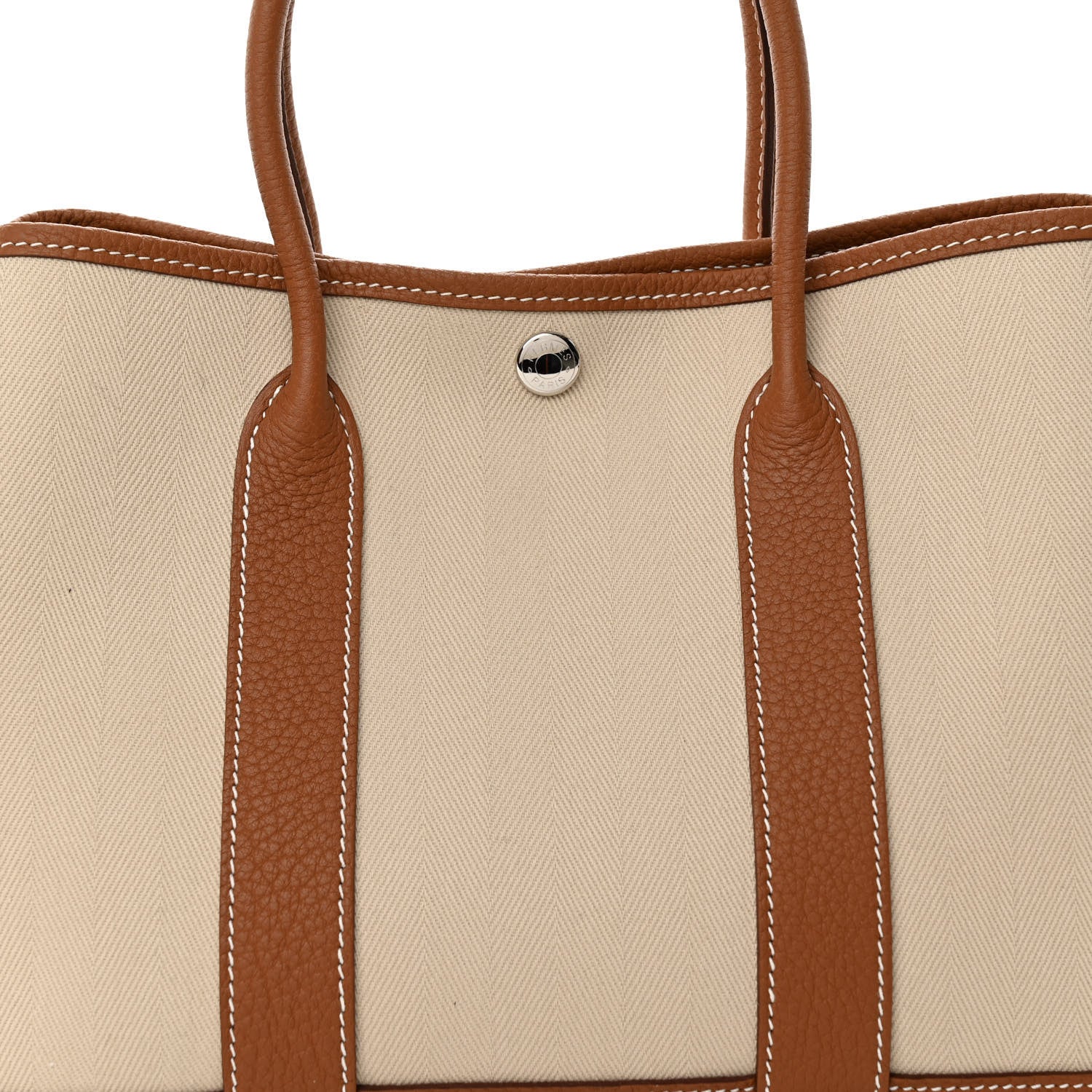 Hermes Grand Chevron Weave Negonda Garden Party 30 TPM Tote Craie Gold 8 of 10