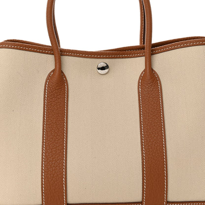 Hermes Grand Chevron Weave Negonda Garden Party 30 TPM Tote Craie Gold 8 of 10
