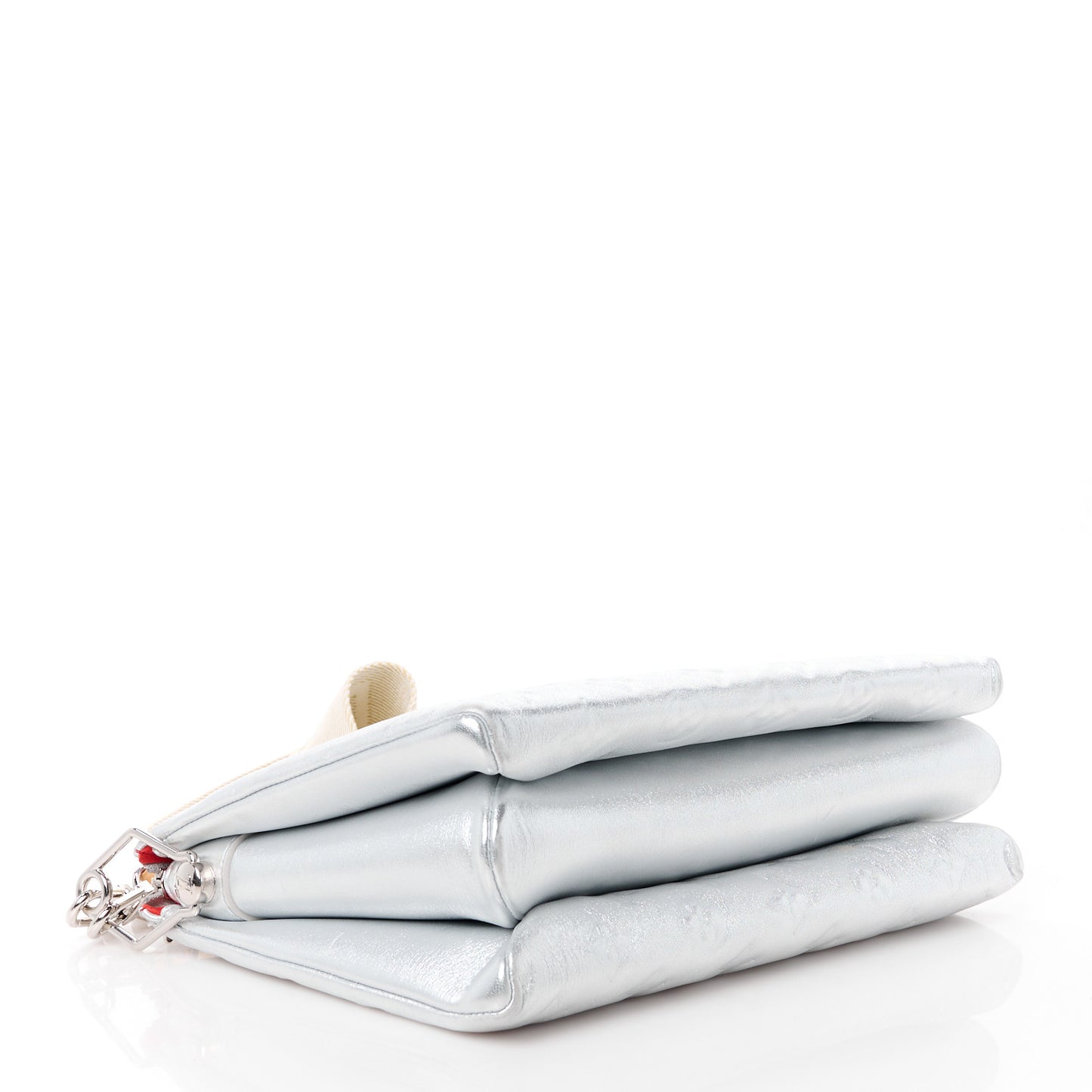 Metallic Lambskin Embossed Monogram Coussin PM Silver