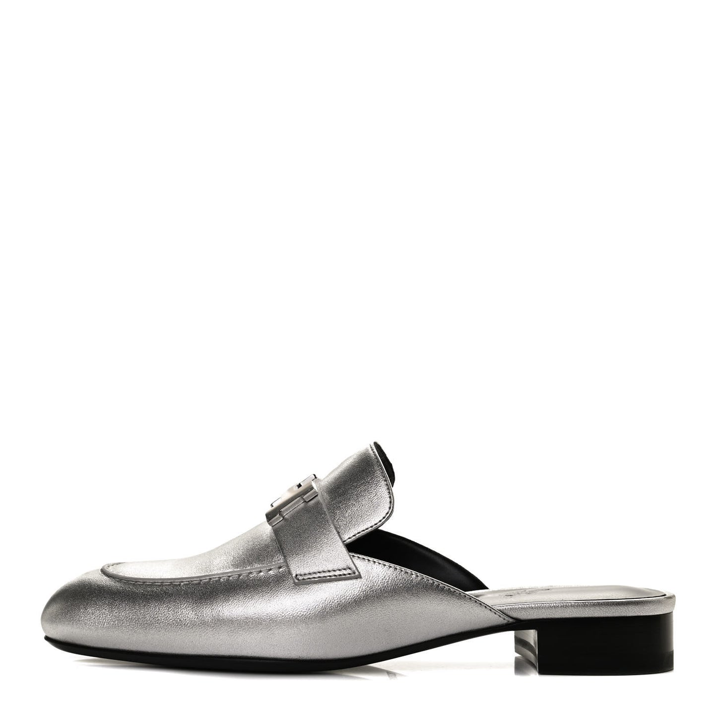 Metallic Nappa Trocadero Mule 38.5 Gris Argento