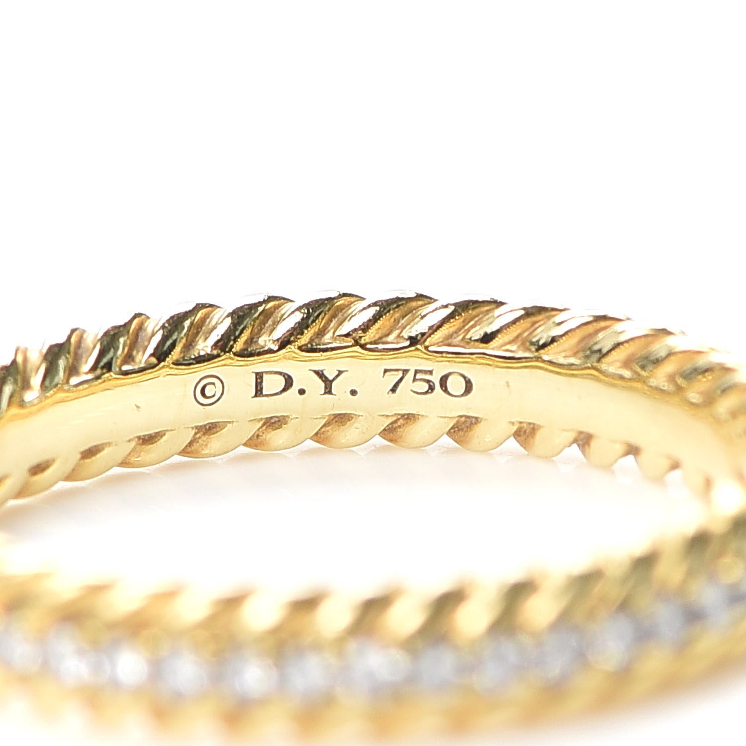 David Yurman 18K Yellow Gold Diamond Cable Eternity Band Ring 54 6.75 4 of 5