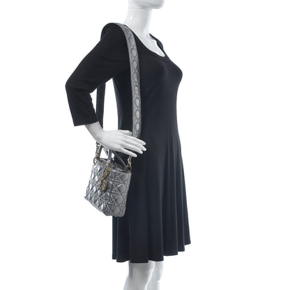 Christian Dior Metallic Grained Calfskin Cannage Small Supple Lady Dior Steel 2 of 7