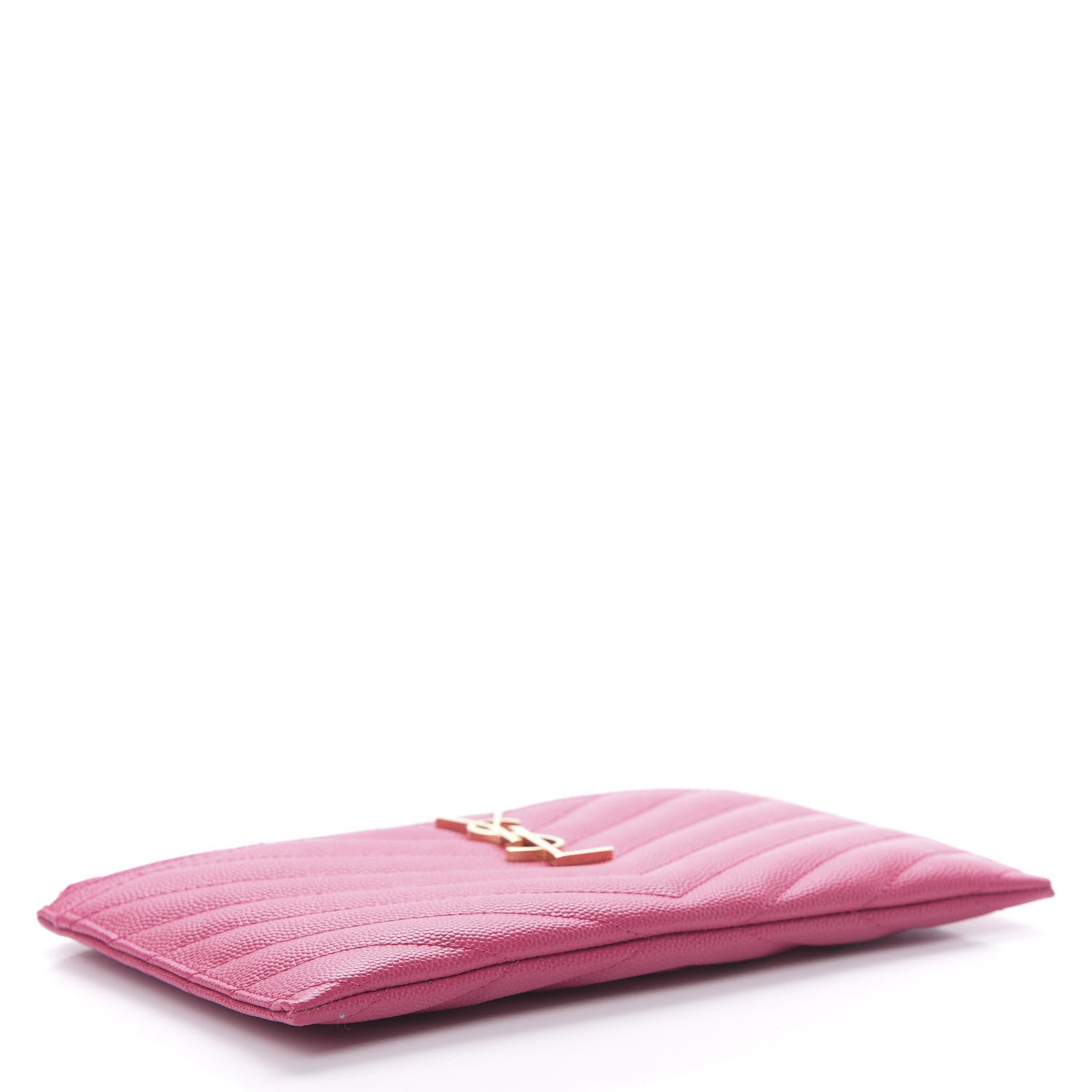 Saint Laurent Grain De Poudre Chevron Monogram Bill Pouch Bright Pink 3 of 7