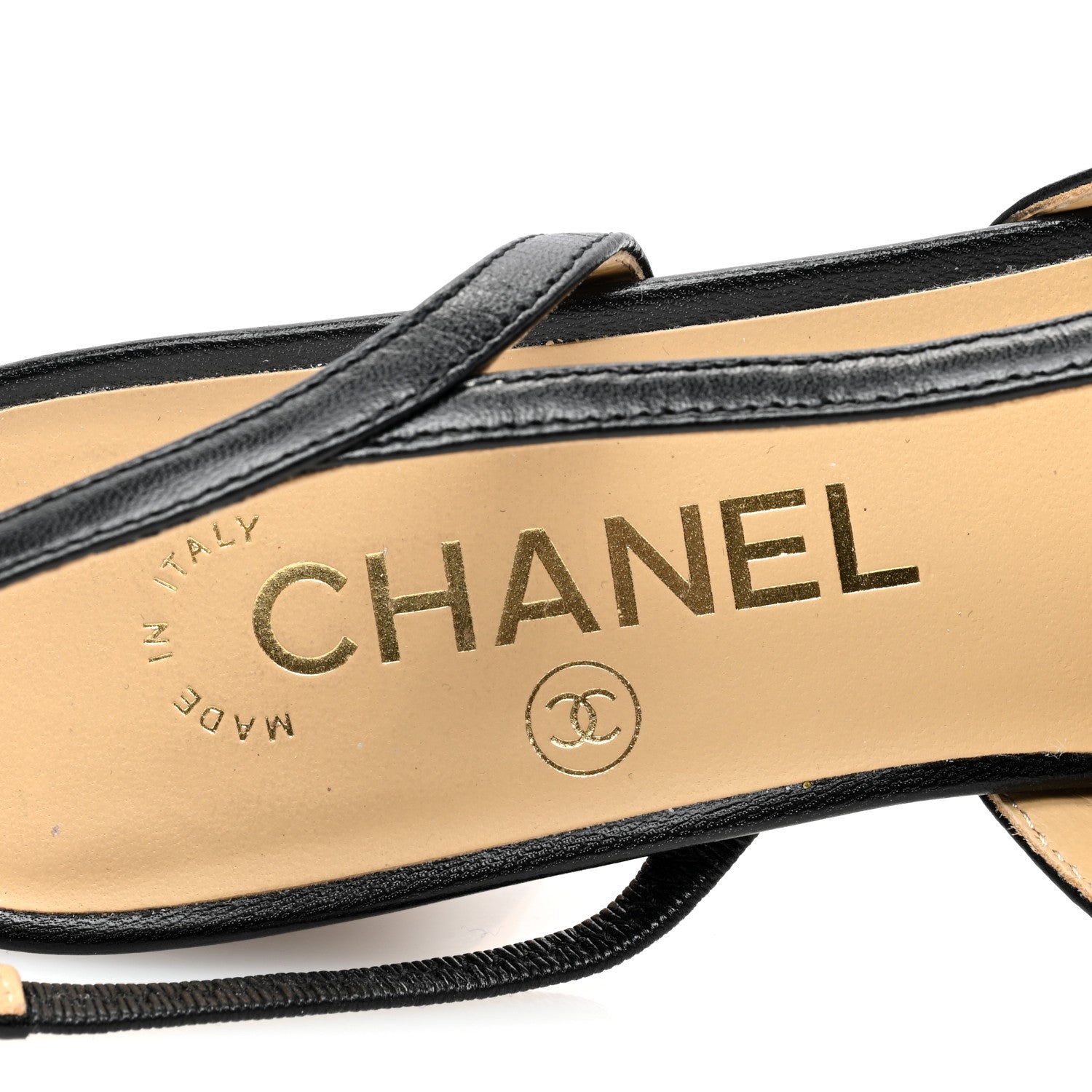Chanel Goatskin Grosgrain Cap Toe CC Slingback Sandals 37 Black 7 of 8