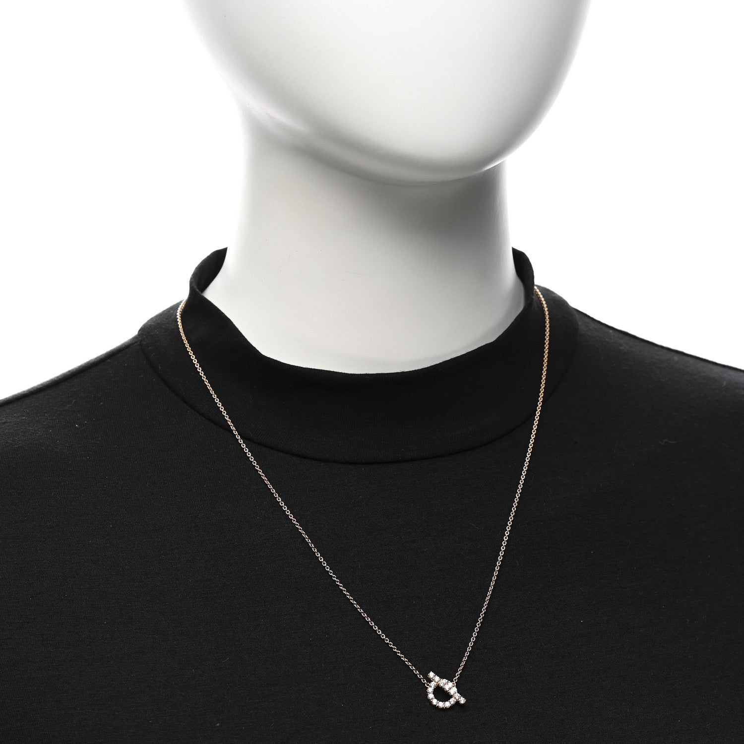 Hermes 18K Rose Gold Diamond Finesse Pendant Necklace 2 of 6