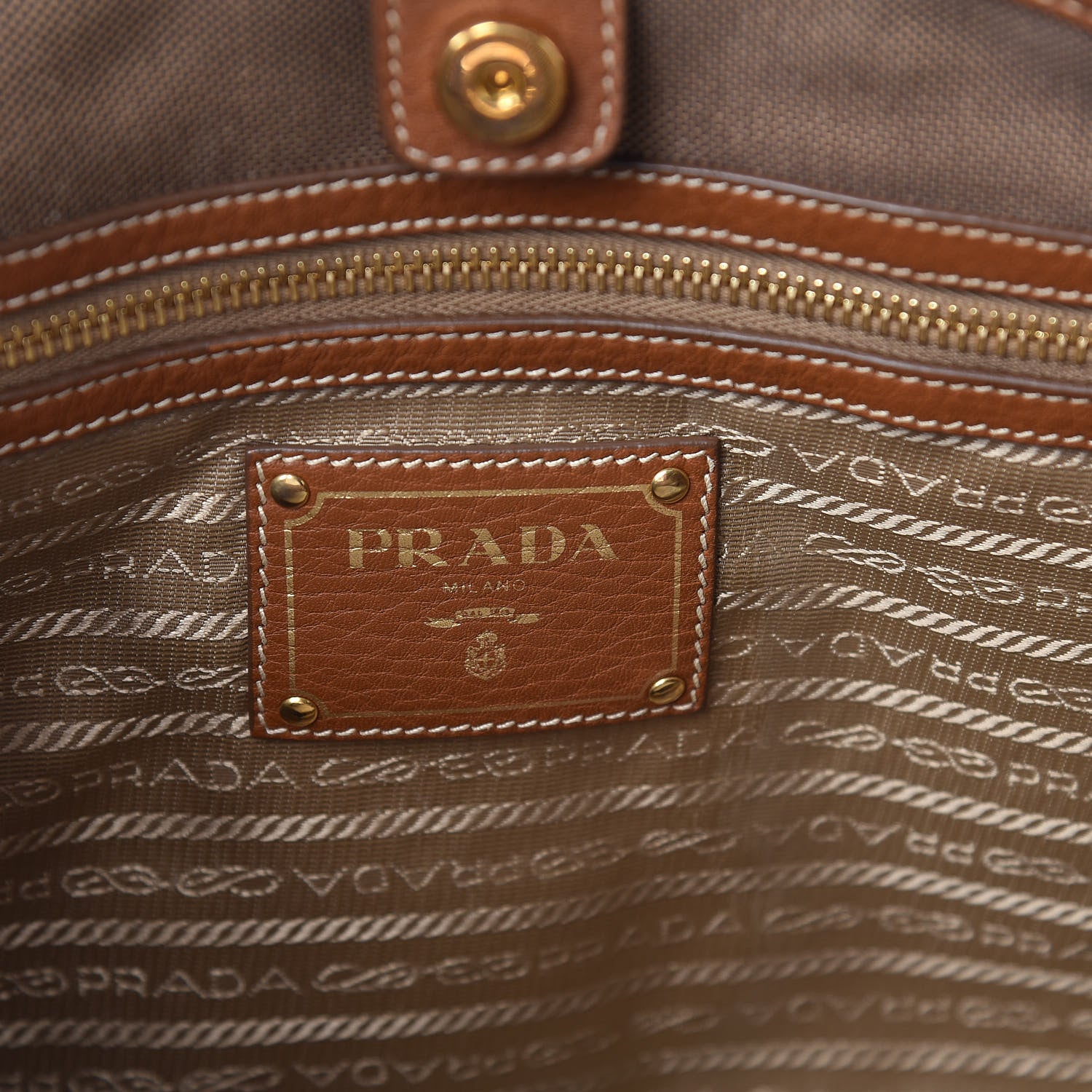 Prada Jacquard Logo Tote Corda Brandy 6 of 10