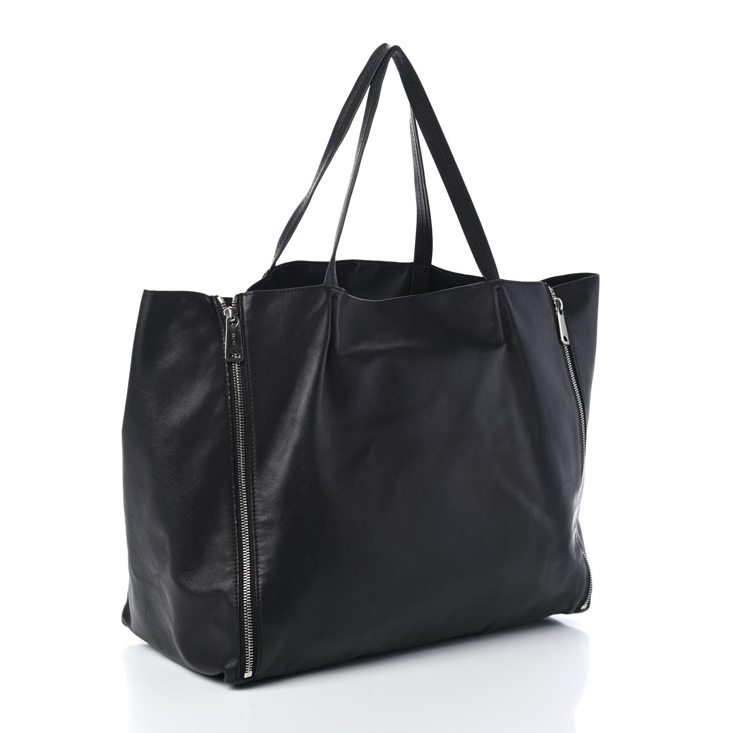 Celine Smooth Lambskin Horizontal Zipper Gusset Cabas Black 2 of 4