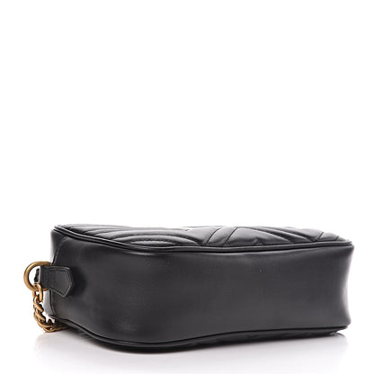 Gucci Calfskin Matelasse Small GG Marmont Chain Shoulder Bag Black 4 of 10