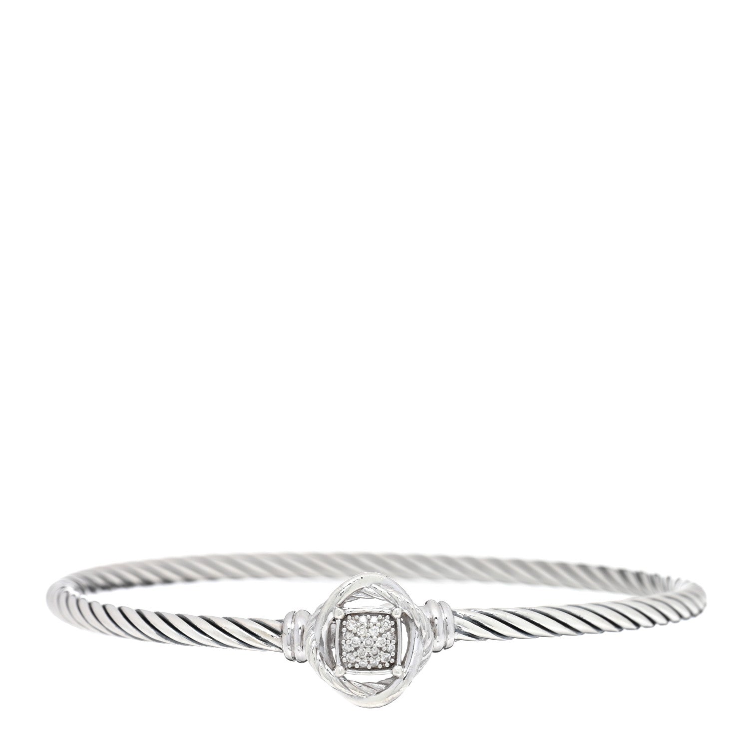 David Yurman Sterling Silver Diamond 3mm Infinity Bracelet 1 of 4