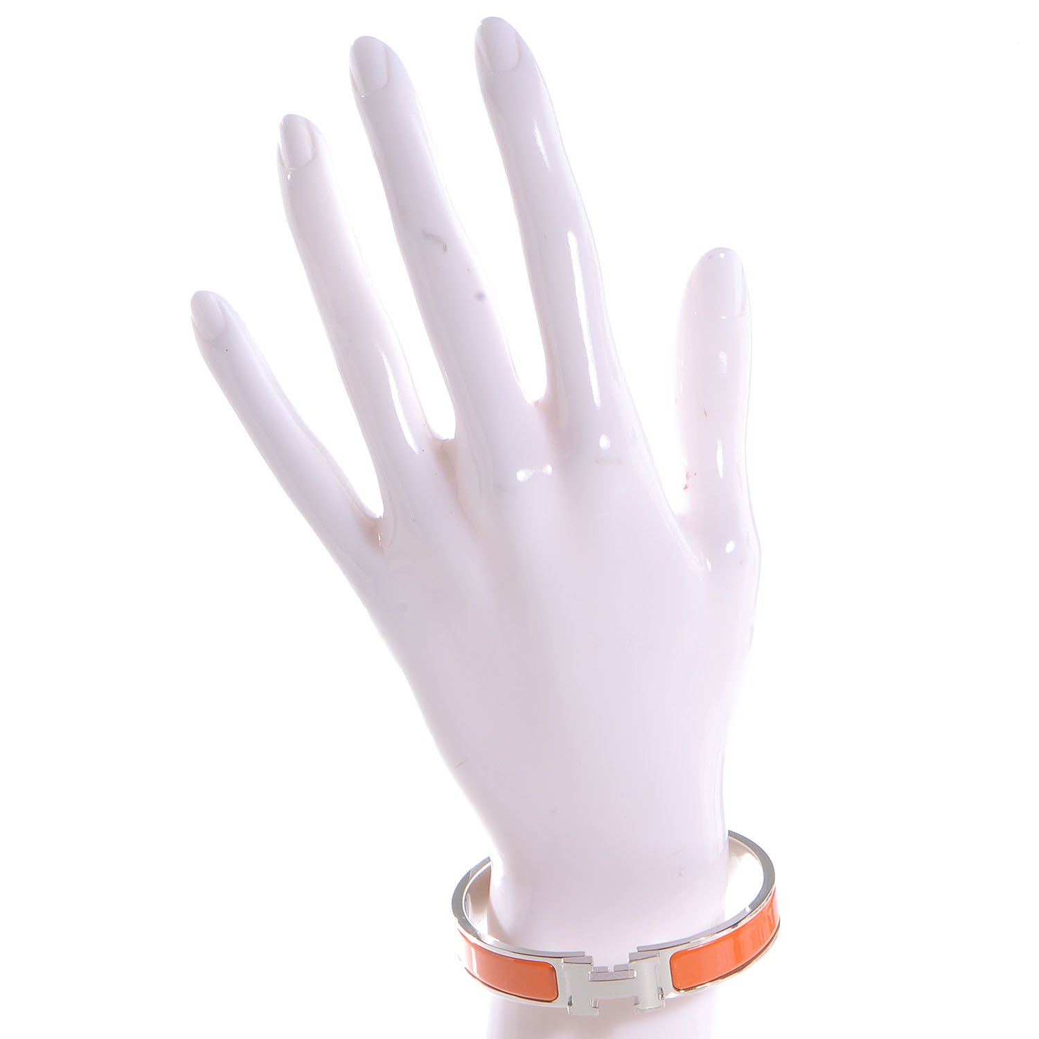 Hermes Narrow Enamel Clic Clac H Bracelet PM Orange 53409
