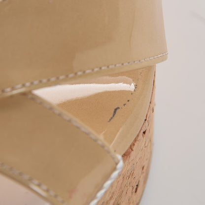 Saint Laurent JIMMY CHOO Patent Cork Papyrus Platform Wedge Sandals 39 Nude 11 of 11