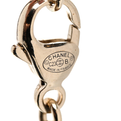 Chanel Resin Crystal Glitter CC Heart Necklace Black Gold 4 of 6