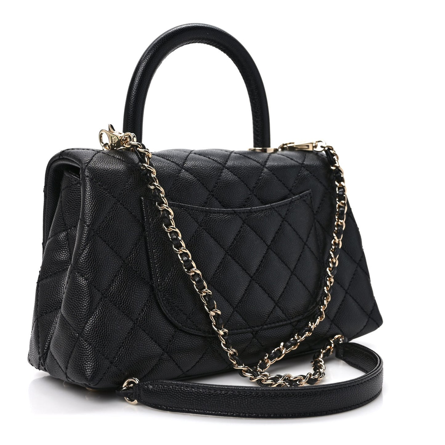 Caviar Quilted Mini Coco Handle Flap Black