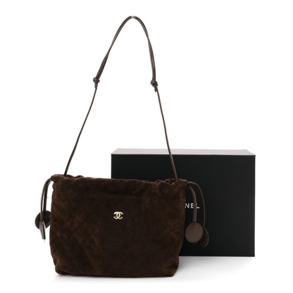 Chanel Suede Calfskin Lambskin Quilted Clutch With Strap Dark Brown 11 of 11