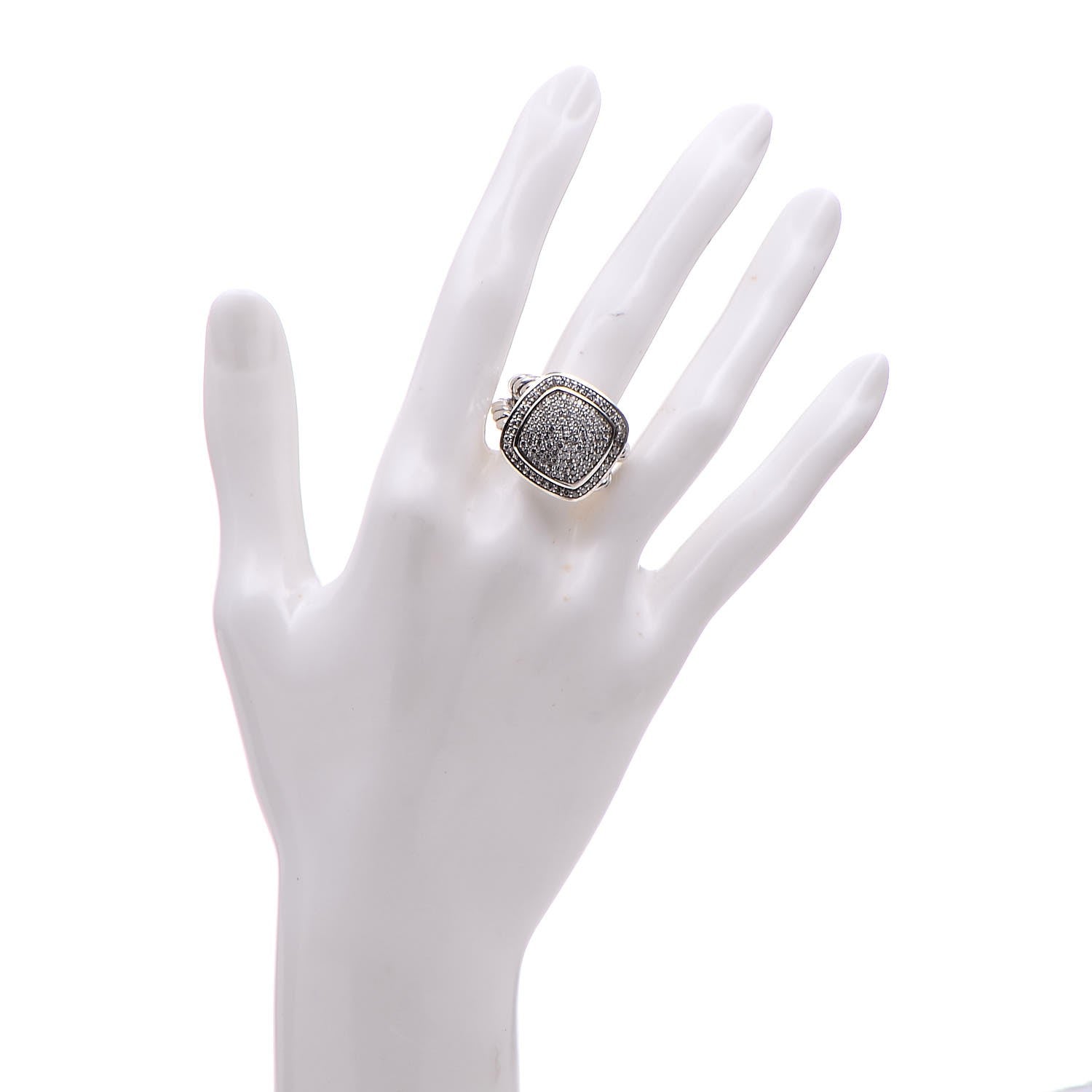 David Yurman Sterling Silver Diamond 14mm Albion Pave Ring 54 7 2 of 6
